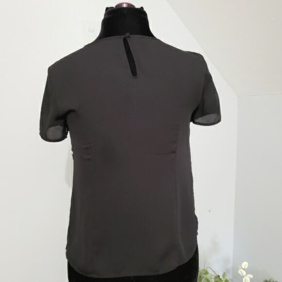 Talbots Black and White Sequin Embellished Houndstooth Short Sleeve Top 4 - Picture 3 of 9